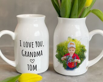Custom Photo Flower Vase, New Grandma Gift From Baby, Personalized Photo for Nana, Mothers Day Gifts, Photo Vase, Custom Photo Grandma Vase