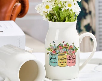 Mothers Day Gifts, Mom Grandma Great Grandma Flower Vase, Custom Grandkid Name Flower Vase, Grandma Gift, Mom Flower Vase, Wildflower Gifts