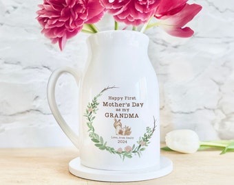 First Mothers Day Gift For Grandma, Grandmas Garden Vase, Personalized Grandma Vase, New Grandma Gift, Baby Announcement, New Nana Mimi