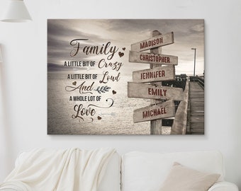 Personalized Wall Print With Multi Names, Family Name Custom Canvas, Street Sign Custom Wall Art, Vintage Wall Art Decor, Family Name Sign