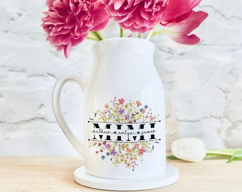 Personalized Mimi Flower Vase, Mother's Day Gift For Grandma, Mimi With Grandkids Name Vase Decor, Grandma Flower Vase, Wildflower Gifts