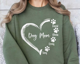 Custom Dog Mom Shirt, Custom Dog Paw Shirt, Dog Lover Gift, Dog Name Shirt, Dog Mom Shirt With Kids, Personalized Dog Mom Shirt, Mothers Day