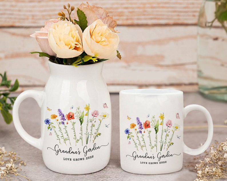 Custom Grandma's Garden Flower Vase, Custom Grandkid Name Flower Vase, Mother's Day Gift, Grandma Gift, Grandma Flower Vase, Wildflower Gift image 7