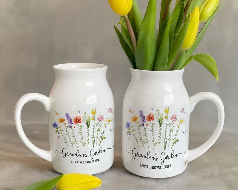 Custom Grandma's Garden Flower Vase, Custom Grandkid Name Flower Vase, Mother's Day Gift, Grandma Gift, Grandma Flower Vase, Wildflower Gift image 6