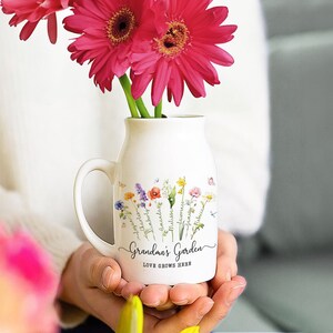 Custom Grandma's Garden Flower Vase, Custom Grandkid Name Flower Vase, Mother's Day Gift, Grandma Gift, Grandma Flower Vase, Wildflower Gift image 5