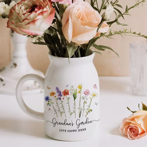 Custom Grandma's Garden Flower Vase, Custom Grandkid Name Flower Vase, Mother's Day Gift, Grandma Gift, Grandma Flower Vase, Wildflower Gift image 4