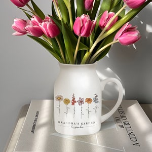 Mothers Day Gift, Grandmas Garden Flower Vase, Grandma Wildflower Gifts, Nanas Garden, Nana Flower Vase, Custom Grandkid Name Flower Vase image 3