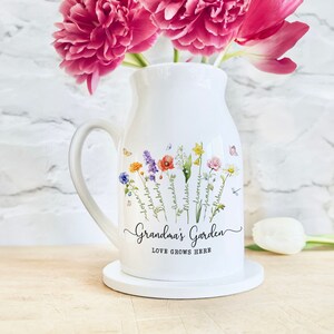 Custom Grandma's Garden Flower Vase, Custom Grandkid Name Flower Vase, Mother's Day Gift, Grandma Gift, Grandma Flower Vase, Wildflower Gift image 3