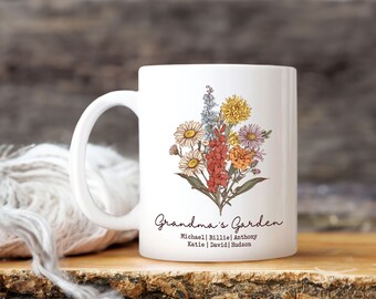 Personalized Grandma's Garden Flower Vase, Mother's Day Gift For Grandma, Grandmas Garden With Grandkids Name,Custom Birth Month Flower Vase