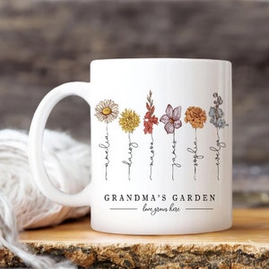 Mothers Day Gift, Grandmas Garden Flower Vase, Grandma Wildflower Gifts, Nanas Garden, Nana Flower Vase, Custom Grandkid Name Flower Vase