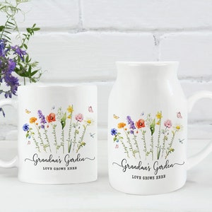 Custom Grandma's Garden Flower Vase, Custom Grandkid Name Flower Vase, Mother's Day Gift, Grandma Gift, Grandma Flower Vase, Wildflower Gift image 9