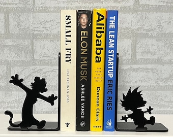 Calvin and hobbes bookends Decorative Bookends Metal Bookends Children Bookends Kids Bookends Book Ends Holder Comic Bookends home bookends