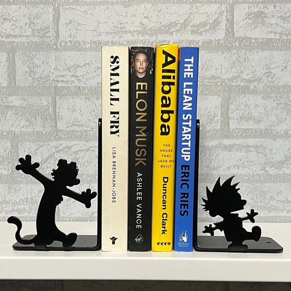 Calvin and hobbes bookends Decorative Bookends Metal Bookends Children Bookends Kids Bookends Book Ends Holder Comic Bookends home bookends