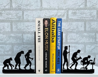 Human Evolution Decor Decorative Bookends Metal BOOKENDS Office BOOKENDS Book Stopper for Heavy Books BOOKENDS Metal Book Ends Holder