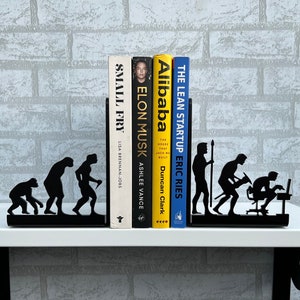 Human Evolution Decor Decorative Bookends Metal BOOKENDS Office BOOKENDS Book Stopper for Heavy Books BOOKENDS Metal Book Ends Holder