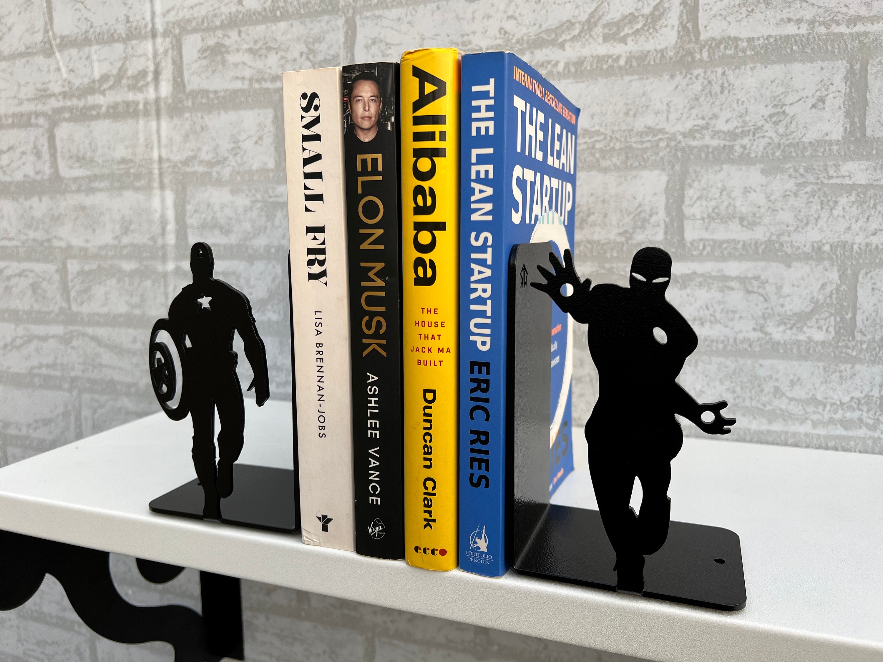 Captain America and Iron Man Bookends Metal Bookends Marvel Etsy