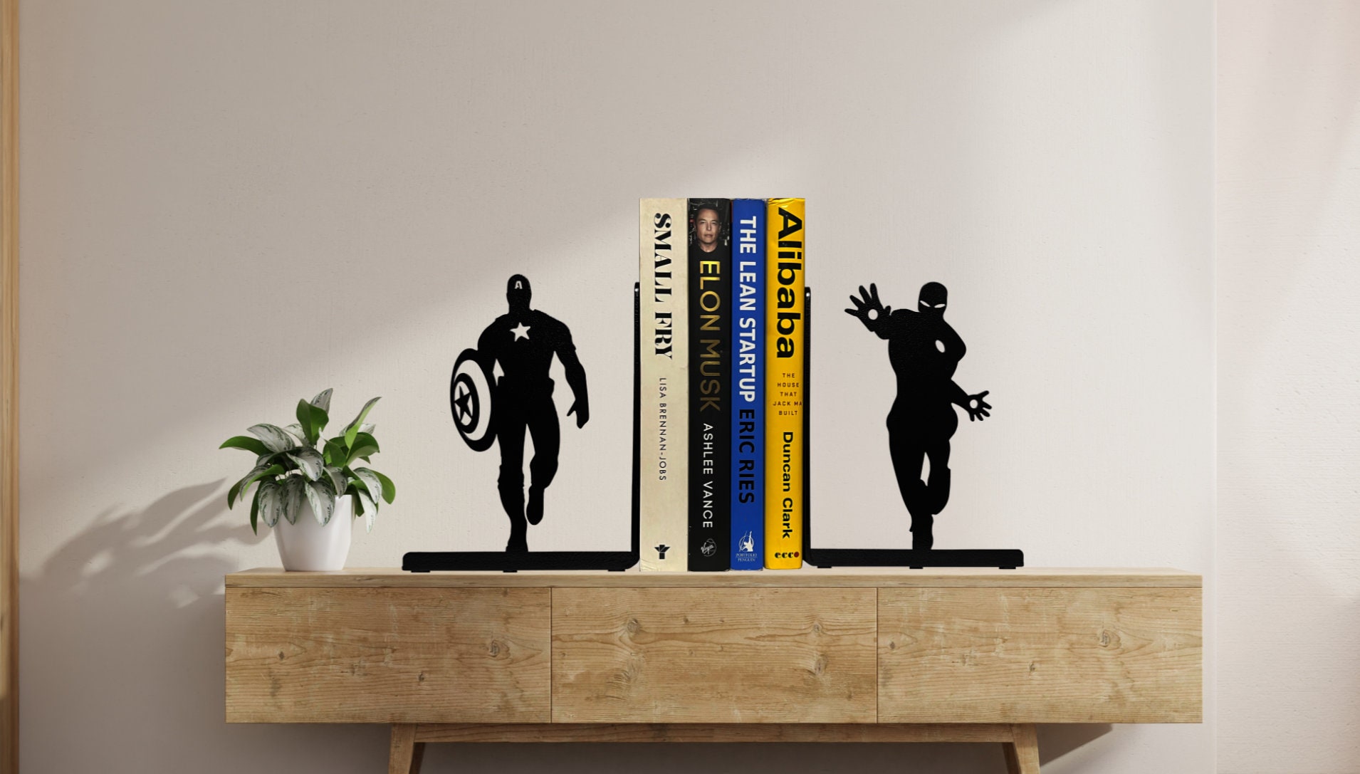 Captain America & Iron Man Bookends Metal Bookends Marvel Bookends Avengers Bookends Childerns
