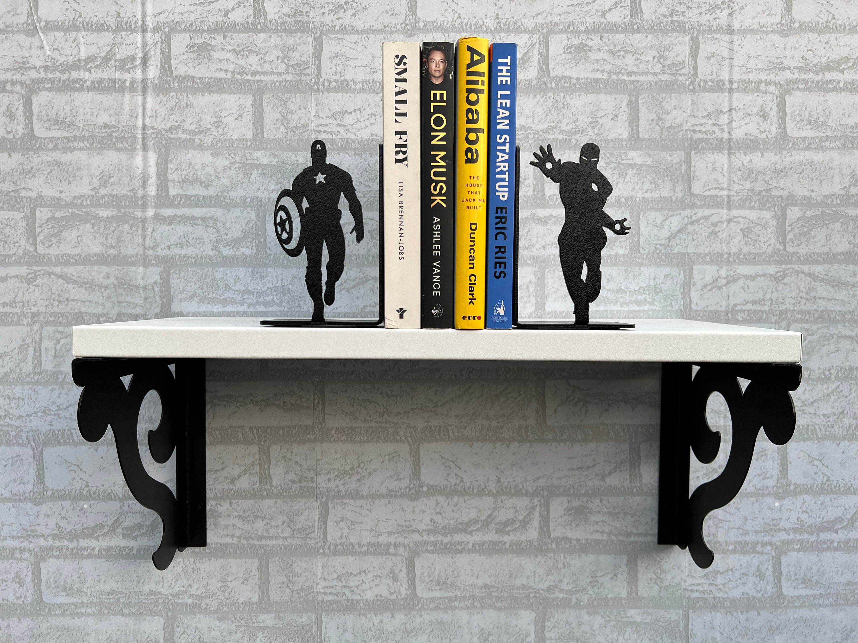 Captain America & Iron Man Bookends Metal Bookends Marvel Bookends Avengers Bookends Childerns
