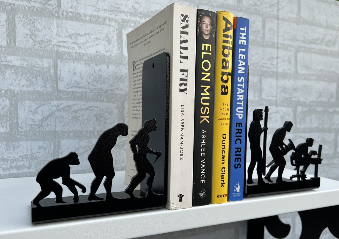 Human Evolution Decor Decorative Bookends Metal BOOKENDS Office