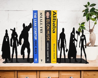 Marvel bookends, superhero bookends, Decorative bookends for Shelf,  Avengers Bookends, Metal Bookends, Nerdy Bookends, Superhero Decoration