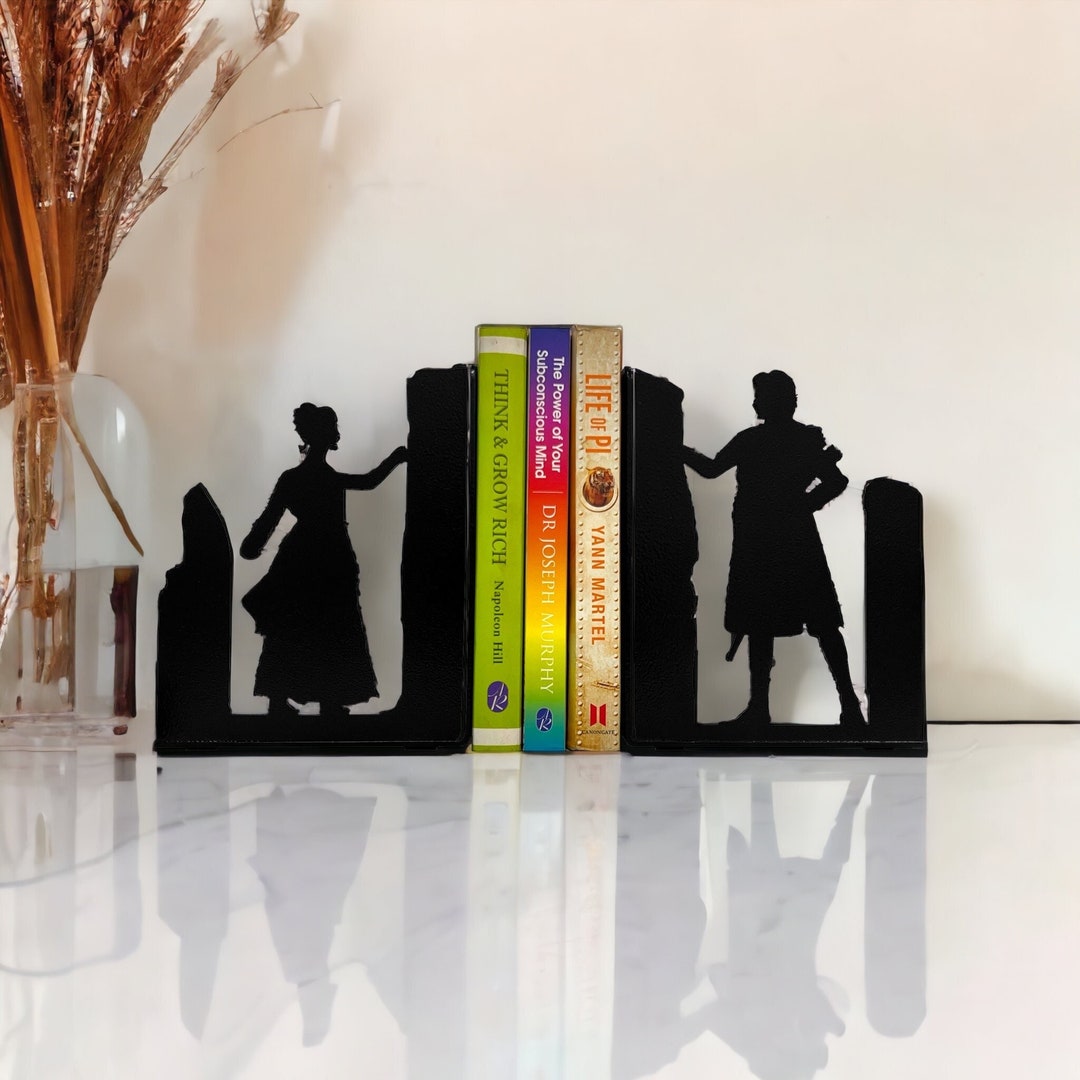 Outlander Bookends, Decorative Bookends, Metal Bookends, Library Bookends, Couple Gifts