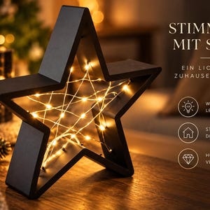 LED Stern Deko mit Lichterkette – Leuchtstern für Fenster & Wohnzimmer