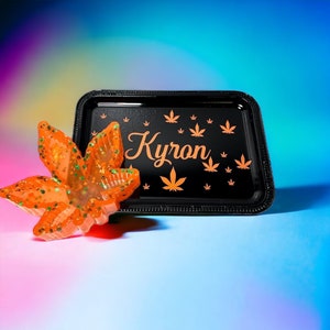 Customized Name Set | Rolling Tray Set| Marijuana Leaf| Glow in the Dark| Gifts for any occasion