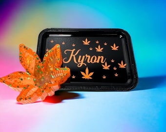 Customized Name Set | Rolling Tray Set| Marijuana Leaf| Glow in the Dark| Gifts for any occasion