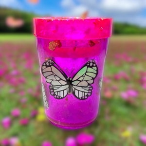 Cenicero de coche portátil l Mariposa / Cenicero de purpurina/ Para ella/ Día de la Madre/ 420/ Regalo para ella