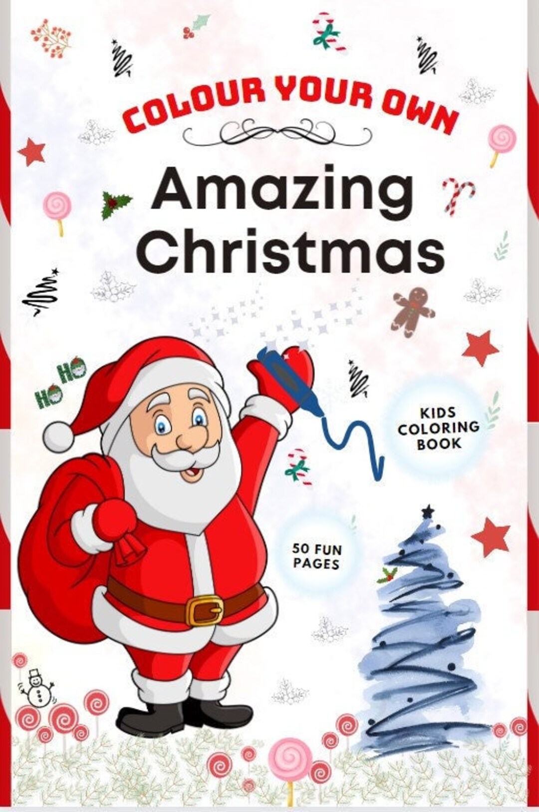 Printable Kids Christmas Coloring Book 50 Pages – Hours of Fun! - Etsy