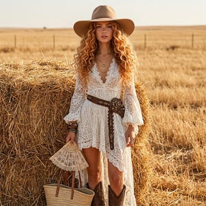 western dresses summer Womens Vintage Cowgirl Midi Dress Casual Sleeveless Ruffled Sundresses Halloween Outfit 2025 at Amazon Women's Clothing store SHEIN LUNE Plus Size Elegant