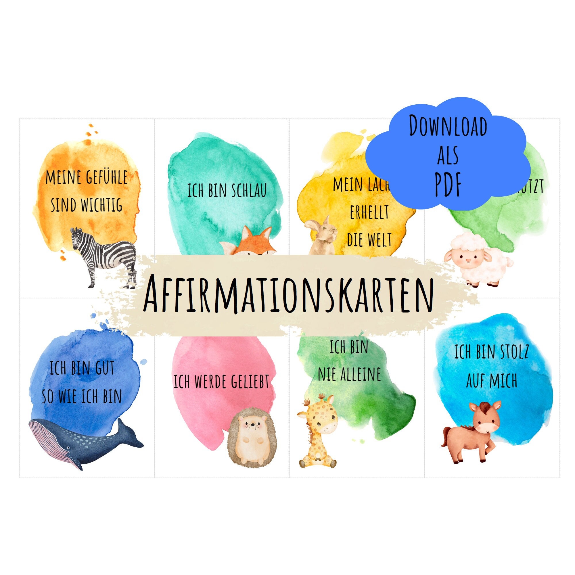 Tarjetas De Afirmación Para Niños, Descargar Para Imprimir, Regalo.