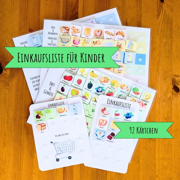 Einkaufsliste für Kinder, für Kindergartenkind und Schulkind, Montessori, Bastelset