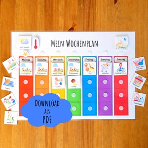 Weekly plan for children, download, to print out, for kindergarten children