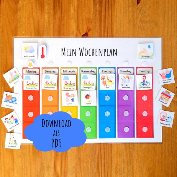 Wochenplan für Kinder, Download, zum Ausdrucken, für Kindergartenkind