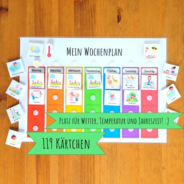 Wochenplan für Kinder, personalisierbar, für Kindergartenkind, Montessori, Bastel-Set