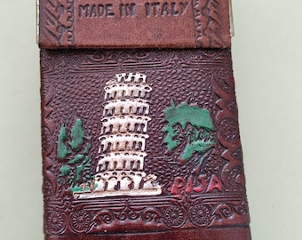 étui à cigarettes vintage en cuir gaufré fabriqué en Italie