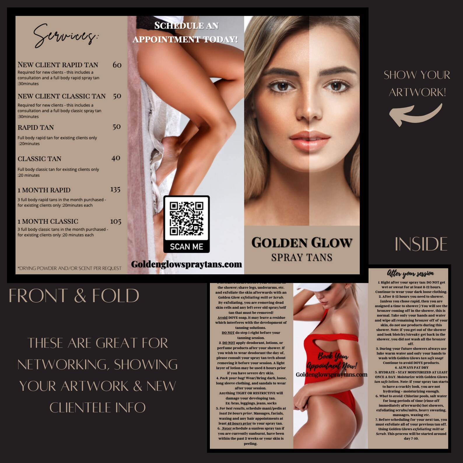 Spray Tan Pamphlet Template Advertising Services Spray Tan Instructions Spray Tan Info Spray Tan