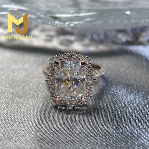 4 Carat Radiant Cut Moissanite Engagement Ring 14K/18K Rose Gold Halo Ring Vintage Style Ring for Women Art Deco Promise Ring Anniversary