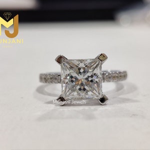 2.50 Ct Princess Cut Moissanite Engagement Ring Princess Cut Anniversary Ring 14K White Gold Wedding Ring Princess Diamond Solitaire Ring