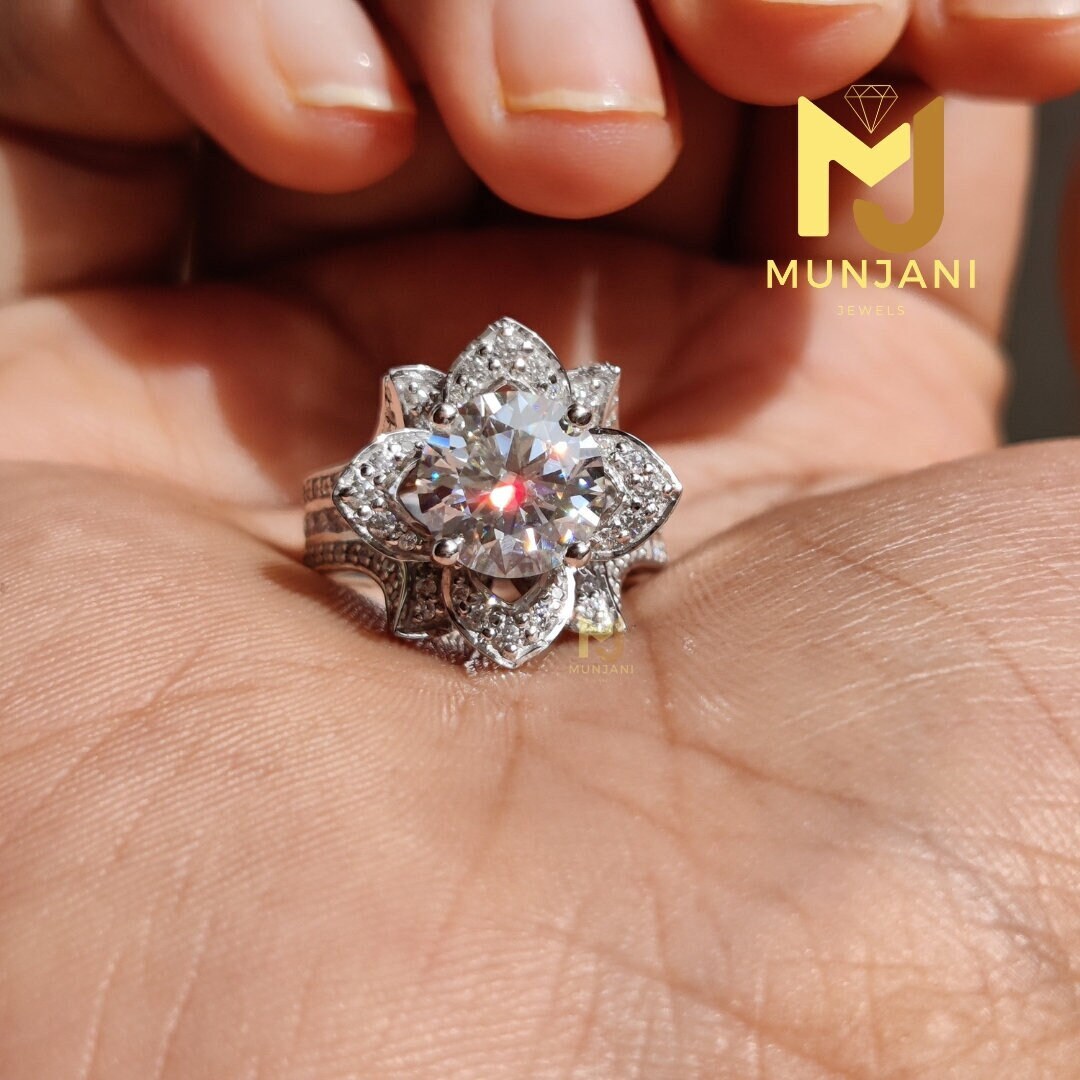 2.0 Ct Round Cut Moissanite Diamond Engagement Ring Vintage Wedding