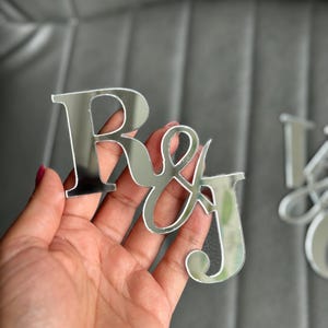 Personalised Acrylic Mirror Initials | Custom Monogram Cake Topper | Wedding Keepsake | wedding letters charm