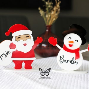 SnowmanPERSONALISED Nazwy miejsc na Boże Narodzenie, Spersonalizowane ozdoby świąteczne na stół Mikołaja, Luksusowe dekoracje bałwanów, Karty miejsc na bałwana