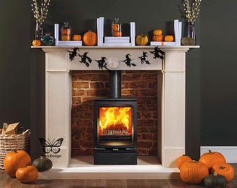 HölzerneHalloween-Girlande, Hexen-Girlande, Vollmond-Girlande, HerbstDekor, HalloweenMantelDekor, SpookyGirlande, HalloweenPartyDekoration