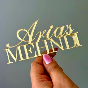 Personalized Mehndi Cake Topper: Custom Name, Wedding Party Decoration