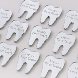Personalized Mirror Acrylic Fridge Magnet – Baby’s First Tooth Keepsake, First tooth gift, Tooth Magnet