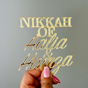 Nikkah Mubarak Charm, Islamic Wedding Decoration, Gold Acrylic Sign, Silver Acrylic Sign, Muslim Wedding Decor, Personalized Nikah Gift