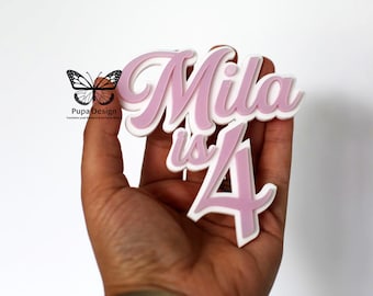 Adorno acrílico personalizado para tarta: Cumpleaños, aniversario, nombre y edad