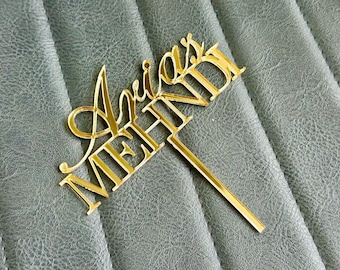 Personalized Mehndi Cake Topper: Custom Name, Wedding Party Decoration