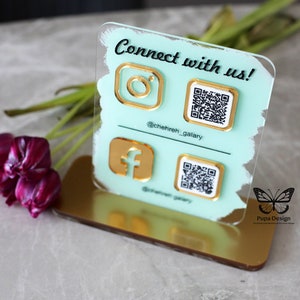 Business QR Code Sign, Social Media Acrylic Sign, Custom qr Display, Instagram Facebook QR Sign, Personalised QR Code Sign